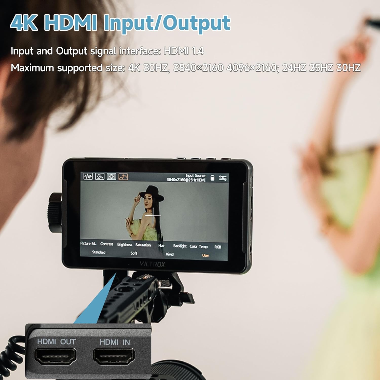 VILTROX DC-550 Touch Screen DSLR Camera Field Monitor 1200 Nits High-Bright 5.5 inch DSLR Camera Monitor with Sunshade Hood/Battery 3D LUT HDR 4K HDMI in and Out Exposure Focus Assist Waveform Monitor - Image 5