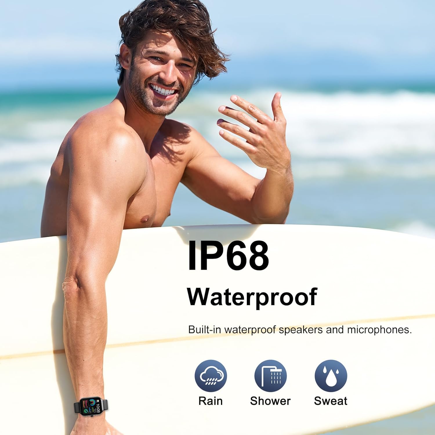 Smart Watch,1.96"HD Smartwatch for Men Women (Answer/Make Call), 2026 Fitness Activity with Heart Rate/Sleep Monitor/Step Counter, IP68 Waterproof, 113+ Sport Modes Running Watch for Android iOS Black - Image 8